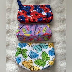 Clinique & Estee Lauder Floral Cosmetic Bags- Set Of 3 .Travel / Gifting